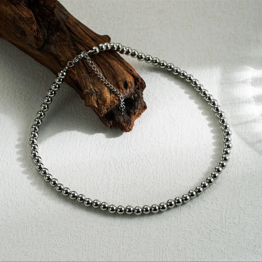 Timeless Silver Beaded Necklace
